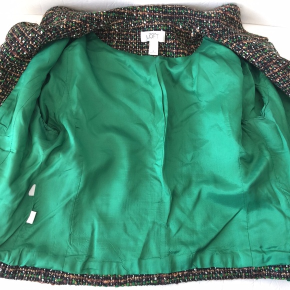Ann Taylor Black Green Speckled Cropped Jacket 6 - Picture 8 of 8